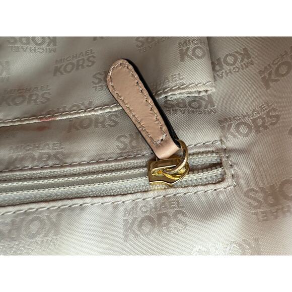 Michael Kors Handbag & Wallet Set Monogram Shiny Peach Tan Leather Gold Plate - Picture 14 of 16